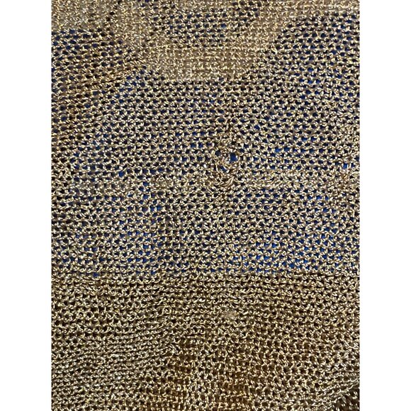 Metallic Gold Sheer Knit Open Front Cardigan By Fontana M - Picture 4 of 5